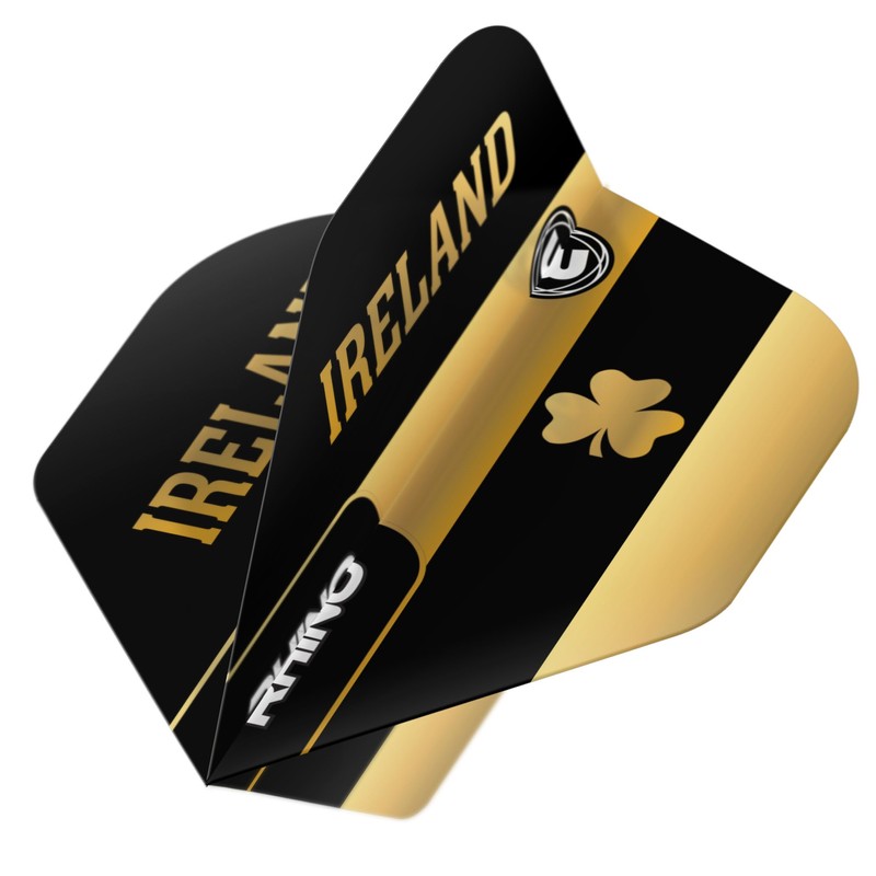 WINMAU Rhino Ireland Black & Gold Flag Dart Flights -