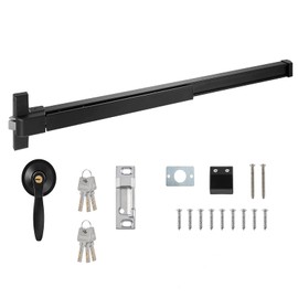 IRONWALLS Panic Bar Exit Device Black, 41” Commercial Door Push Bar Panic Exit Device with Exterior Lever, Stainless Steel Emergency Door Push Bar Door Locks for 41”-53” Doors