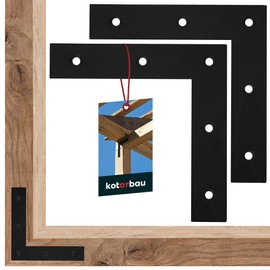 KOTARBAU® Set of 2 Flat Angle 120 x 120 x 24 mm Flat Connector Black L-Shape Powder-Coated Steel Corner Connector Wood Angle Heavy Duty Angle Connector Angle Plate Mounting Angle Furniture Angle