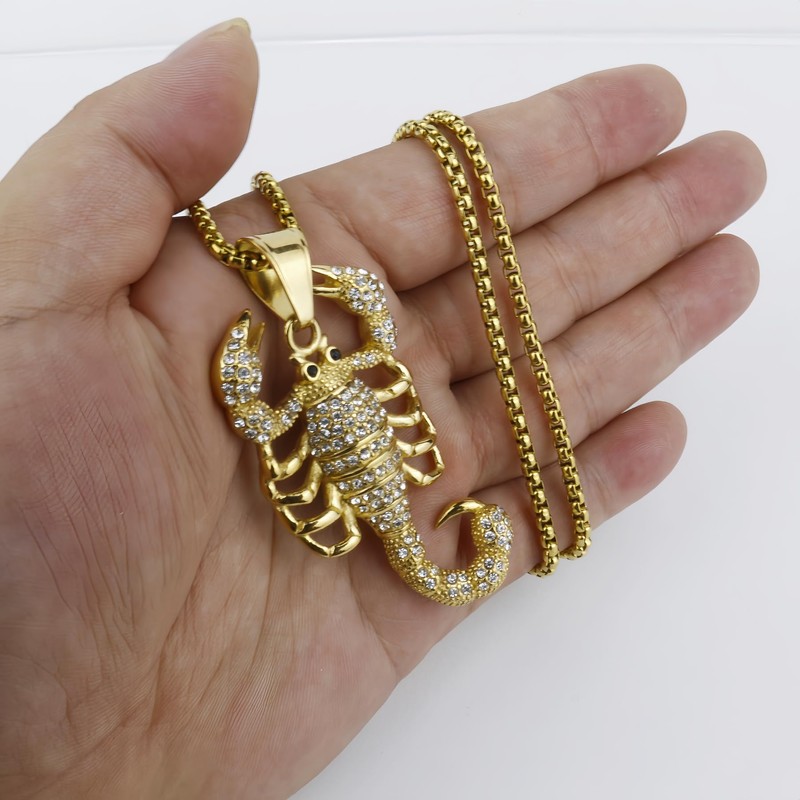Joddfly Scorpion Pendant Necklace, 18K Gold Plated, Crystal Zircon, Hip
