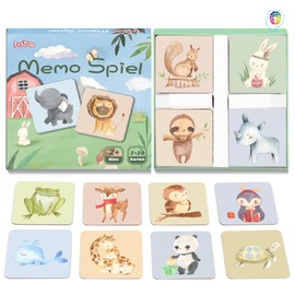 Toy from 2 3 Years, Memory from 2 3 4, Montessori Toy, Memo Game, Educational Games Girls Boys Toddlers, 40 Animal Cards, Children's Toy for Birthday, Travel, Easter Gifts Children