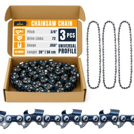 3/8" LP Pitch .050" Gauge 33DL 20" Chainsaw Chain 3 Pack – Low-Profile Full-Chisel Chrome Cutters, Reinforced Rivets, Compatible with Stihl MS311 MS391, Husqvarna 455/460 Rancher, Poulan Pro