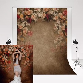 Kate Studio backdrop Brown 1.5x2.2m/5x7ft Retro Luxurious Flower Backdrop Photography Backdrop for Wedding Home DIY Photography Background Children Photo Shooting Photo Booth
