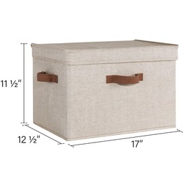 StorageWorks Closet Storage Bin with Lids, Decorative Storage Boxes with Handles, Fabric Storage Bins for Clothes, Jumbo, Brown and Beige, 2-Pack