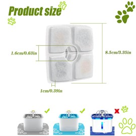 Hysgscwd 16 Pcs Pet Fountain Filter Sponge, Cat Water Fountain Filter Replacement, Triple Filtration Cotton Activated Carbon Square Automatic Dog Watering Dispenser Percolator