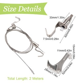 UFURMATE Picture Hanging Kit with Hooks, 4 Set 2M Stainless Steel Hanger Wire Rope Kit Heavy Duty Professional Art Picture Display Kit with 8 Adjustable Hooks Hanging 2 Pictures on 1 Wire