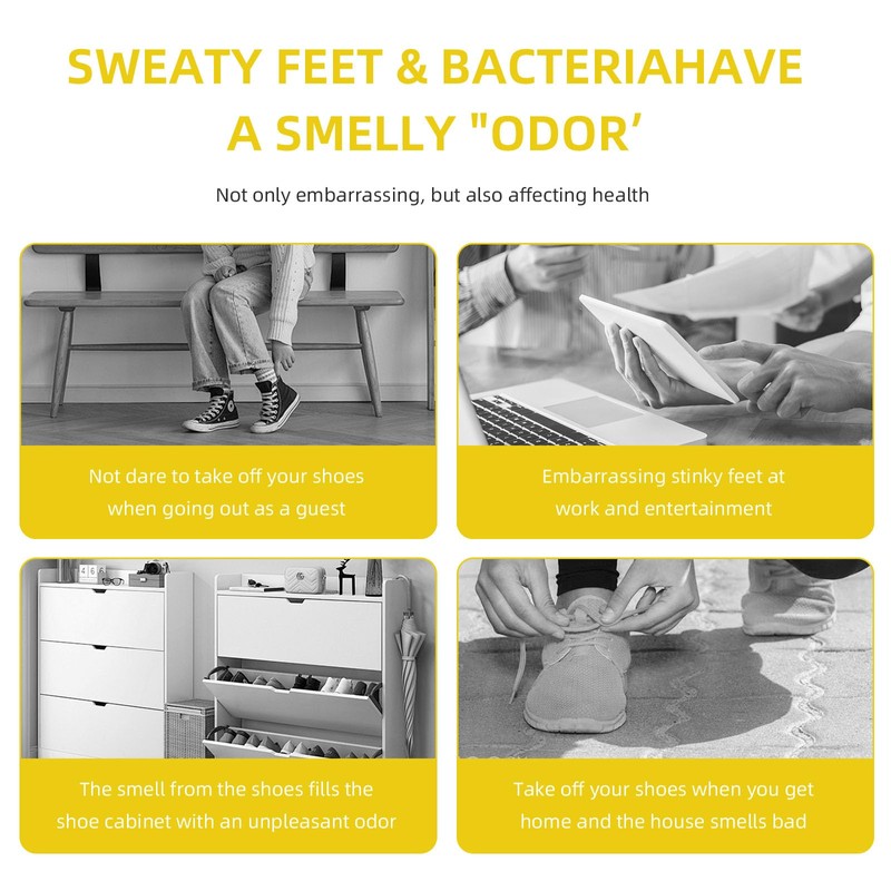 100pcs Shoe Deodorizing Stickers, Natural Shoe Odor Removal Stickers, Deodorizing