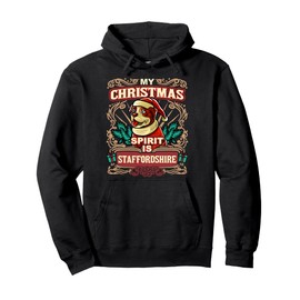 Staffordshire My Christmas Spirit Dog Santa Claus Elf Pullover Hoodie