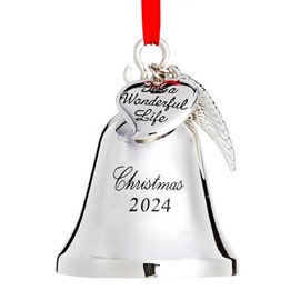 Klikel Christmas Bell Ornament 2024 - Its A Wonderful Life Bell Christmas Ornament 2024 - Christmas Bell 2024 Ornament - Bell Ornament for Christmas Tree - Christmas Bell with Hanging Wing and Heart