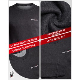 Spyder Mens Crewneck Sweatshirt - Soft Fleece Pullover Sweatshirts for Men - Athletic Mens Sweatshirt with UPF30 Sun Protect, Size XX-Large, Charcoal Heather