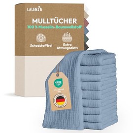Laleni Spucktücher Baby im 30er Set aus Reiner Baumwolle - schadstofffreie Mulltücher Baby 70x70 saugstarke Mussellintücher Baby - Musselin Tuch Baby als Mullwindel waschbare Mulltücher - Blau