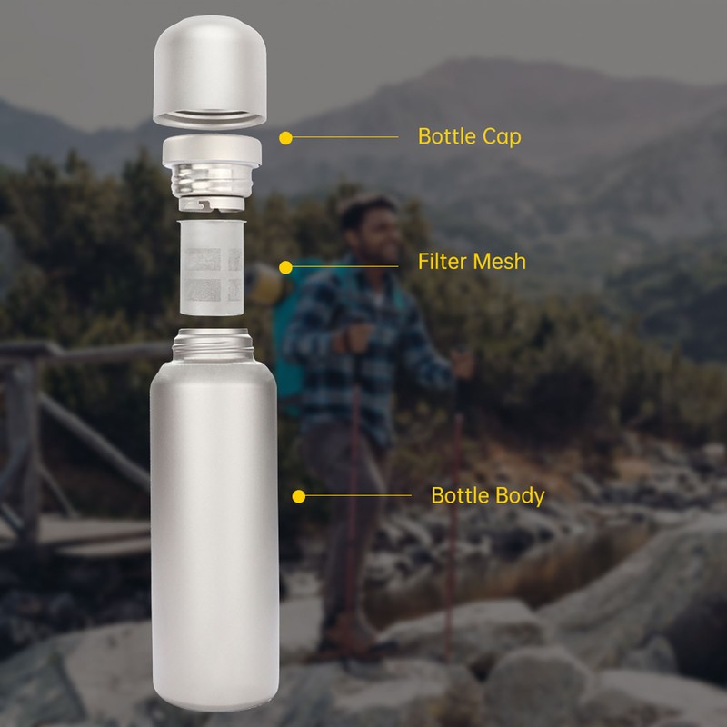 Outdoor 1.5L Ti Water Bottles Sports Water Bottle with Strainer