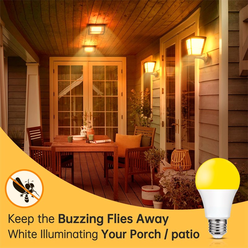 Baczao Dusk to Dawn Yellow Bug Light Bulbs Outdoor, 9W