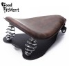 GOODFITMENT Retro Brown Leather Motorcycle Spring Solo Seat w Base