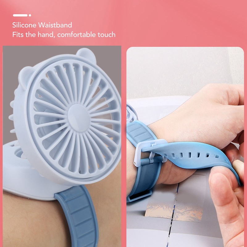 Protable Watch Fan with Adjustable Wristband Children Cartoon Electric Fan