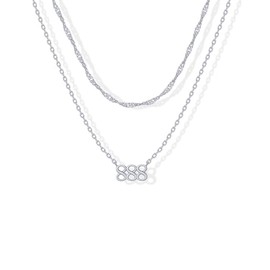 PAVOI 14K Gold Plated Angel Number Pendant Layering Necklace for Women | 999 Lucky Numerology Singapore Chain Necklace, White Gold, No Gemstone