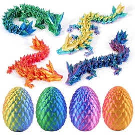 Josunlealy 2 Packs Dragon Eggs with Dragon Inside, Dragon Egg Fidget Toy, 3D Dragon Eggs with Dragon Inside, Mystery Dragon Egg, (4PCS-G)