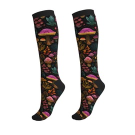 Geoocii Magic Myshrooms Compression Socks For Women & Men 15-20 Mmhg, Best For Running, Nursing, Hiking, Flight&Travel