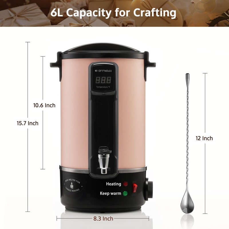 OFFNOVA Wax Melter for Candle Making, 6L Large Wax Melting