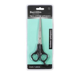 Barrilito Tijera Inoxidable de Estilista o Peluquero con Gancho 7", mango de plastico. 118-7