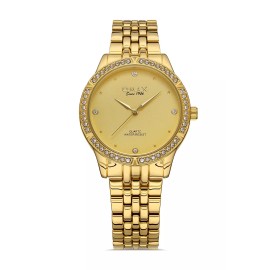 OMAX GOLD PLATED ELGNT RHINE DIAL & BAND STAINLESS STEEL QUARTZ WATER RESISTANT