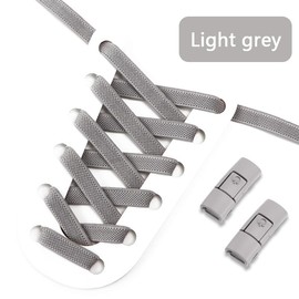 TEEZY No Tie Shoe Laces for Trainers | Premium Elastic Weave & Chrome Buckle | Adult/Kids Tieless Elastic Shoelaces | ORIGINAL (Light Grey)