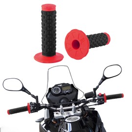 RGOAANC 2PCS Motorcycle Grips, Dirt Bike Handlebar Grips, 7/8" Dirt Bike Pillow Top Grips, Car Accessories Anti-Slip Universal Handlebar Racing Grip for Motocross Scooter Dirt Bike (Red/Black)