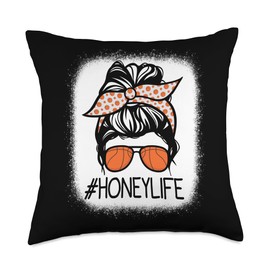 HONEY bleached Messy Bun & Basketball for Grandmothers Throw Pillow