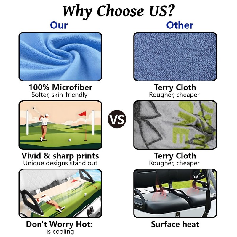 peacoblue Playing Golf Golf Cart Seat Covers, Towel Seat Cover