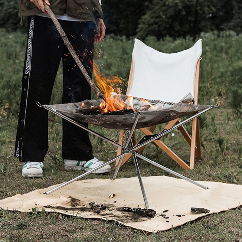 Outdoor Fire Pit, Portable 22 Inch Upgrade Foldable Stainless Steel
