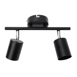 Topyond Track Lighting Kit, LED Track Lights, 2-Light Ceiling Fixture with 90 Rotatable Heads, Ceiling Spotlight GU10 Bulb for Kitchen and Home Lighting