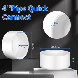 4“ PVC Pipe End Cap Fitting, 2 Pcs Pipe End Caps, Schedule 40 Furniture Grade Pipe Plug for Building PVC Furniture DIY Garden Shelf