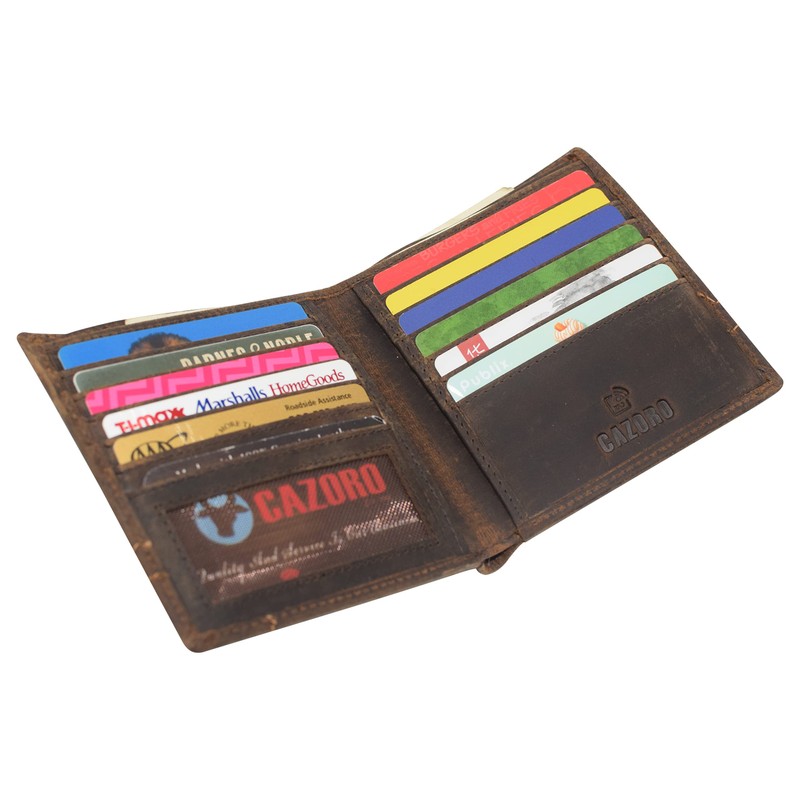 RFID Blocking Men's Slim Bifold Hipster Credit Card Vintage Leather