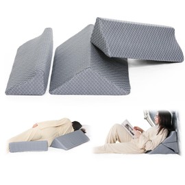 JFNoraiva Foam Wedges for Positioning in Bed | 3in1 R-shaped Wedge Pillow |for Seniors,Adult,Long Term Bedridden Patient,Back Pain Relief,Reduce Snoring,Post Surgery Recovery,Cover Removable,Blue-grey