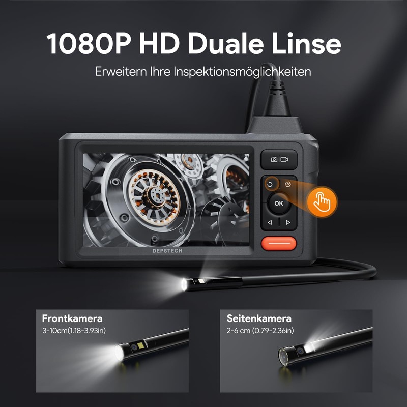 Endoscope Camera with Light, DEPSTECH 1080P Dual Lens Endoscope 5.0