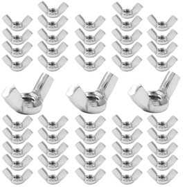Moicstiy 50 Pack 1/4"-20 Wing Nuts, 304 Stainless Steel Butterfly Nuts, Fasteners Parts Hand Twist Tighten Ear Wingnuts for Mechanical Electronic Furniture