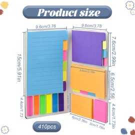 400 Pcs Sticky Notes Set,Multicolor Post It Notes Pack with Pu Leather Cover,Coloured Stationery Set for Books, Folders, Index,School Office Supplies