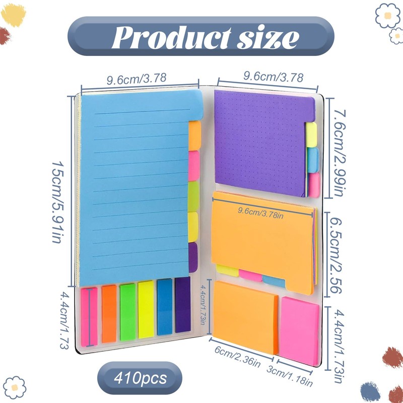 400 Pcs Sticky Notes Set,Multicolor Post It Notes Pack with
