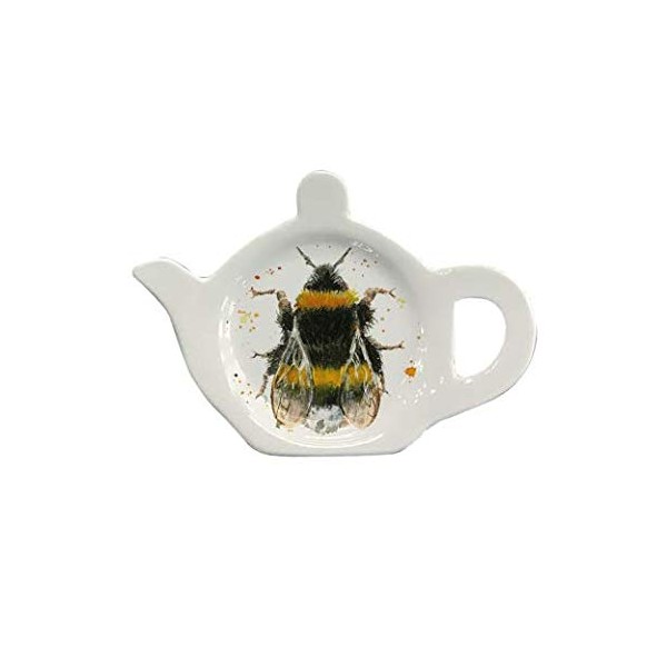 Bree Merryn Bee Happy Watercolour Wildlife Design Melamine Teabag Tidy - Country Themed Kitchenware White Black Yellow BRE0232