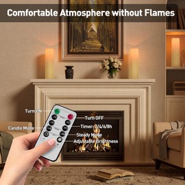 14"×4" Large Outdoor Flameless Candles with Remote Waterproof Battery Operated Candles with Timer LED Pillar Candles Flicking for Home Decoration Porch Wedding Fireplace Lantern, Ivory-Yellow 2Pcs
