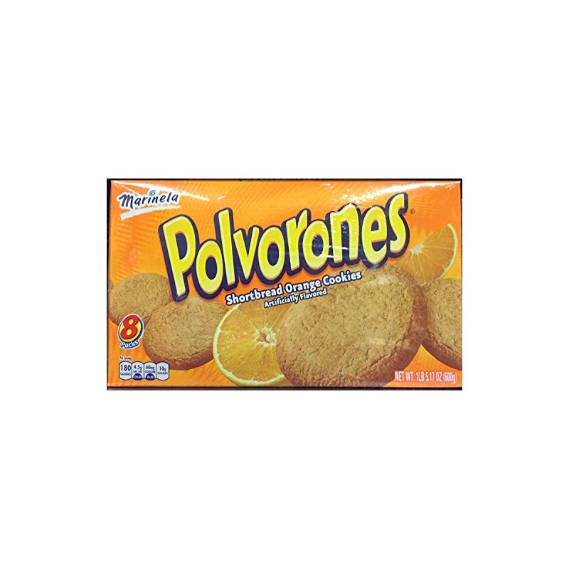 Marinella, Polvorones, Orange Shortbread Cookies, 8 Count, 21.17oz Box (Pack