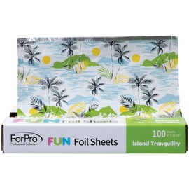 ForPro FUN Island Tranquility 9" Foil Sheets, Aluminum Hair Foils for Color Application and Highlighting Services, Food Safe, Pop-Up Dispenser, 9” W x 10.75” L, 100-Count