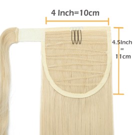 Long Straight Ponytail Wrap Around Ponytail Extensions 26 inch Synthetic Hair Piece Clip in Hairpiece #Bleach Blond