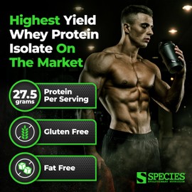 Species Nutrition Species Nutrition Isolyze Whey Protein Powder, 100% Whey Isolate for Muscle Building, 27.5g Protein Per Scoop, No Sugar & Low Fat (Vanilla Peanut Butter, 22 Servings)