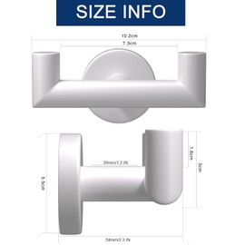 QNIIAED 2 Pcs Double Door Hooks，Bathroom Towel Hooks Screw in SUS 304 Stainless Steel Heavy Duty Robe Coat Hooks Wall Mounted for Bedroom or Kitchen(White)