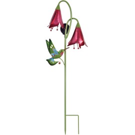 Sunset Vista 93702 Solar Collection-Red Flower 38-Inch Lighted Garden Stake, Hummingbird