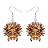 DOWAY Acrylic Tribal Chieftain Tiki Mask Earrings Dangle Retro Polynesian