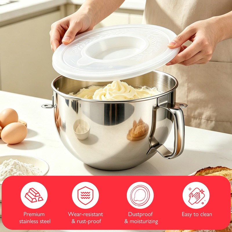 6QT Replacement Stainless Steel Bowl for KitchenAid Bowl-Lift Mixers