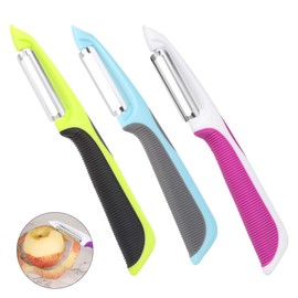 Rubywoo&chili Swivel Peeler, 3 PCS Stainless Steel Sharp Potato Peelers with Non-Slip Handles and Rotary Blades for Apples Carrots Cucumbers