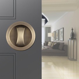 Betensh Sliding Door Lock Orbicular Pocket Door Lock Invisible Built-in Door Lock for Bathroom Privacy 57 mm Bronze